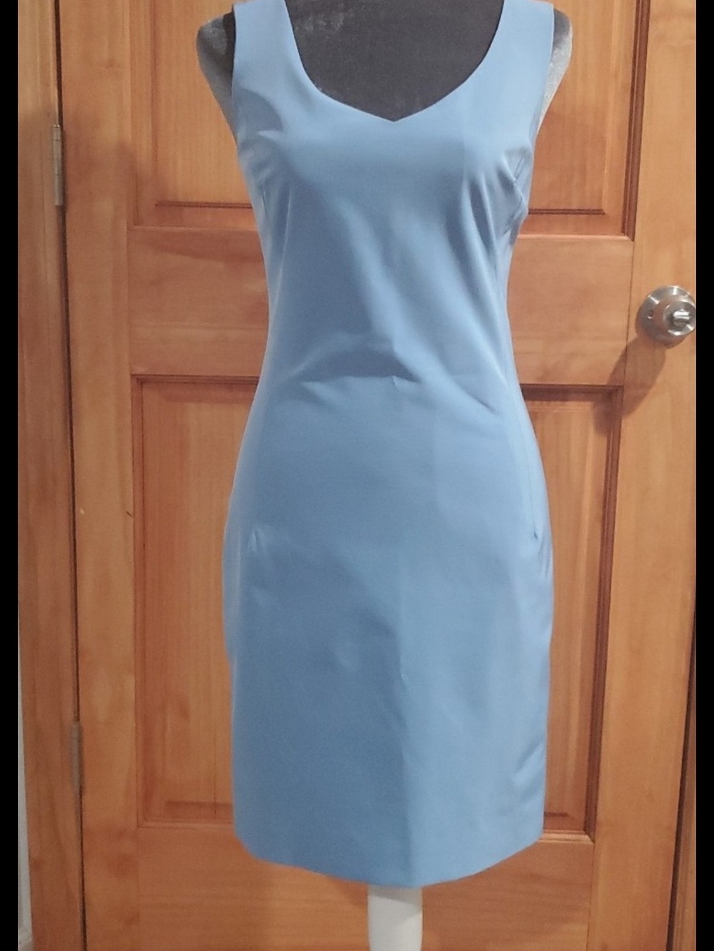 Shin Choi Sleek Sleeveless Midi Dress in Sky Blue